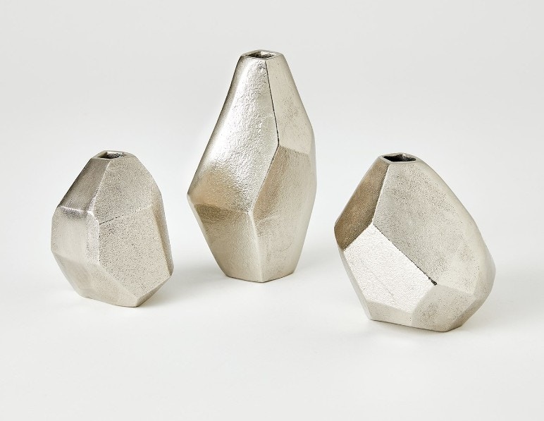  S/3 Geo Vase-Antique Nickel 