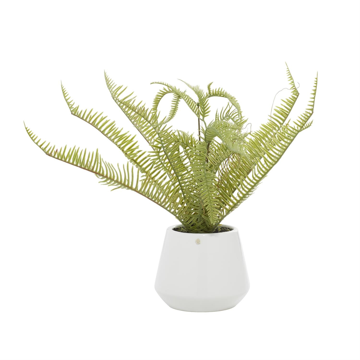  Fern White pot with artificial plant 