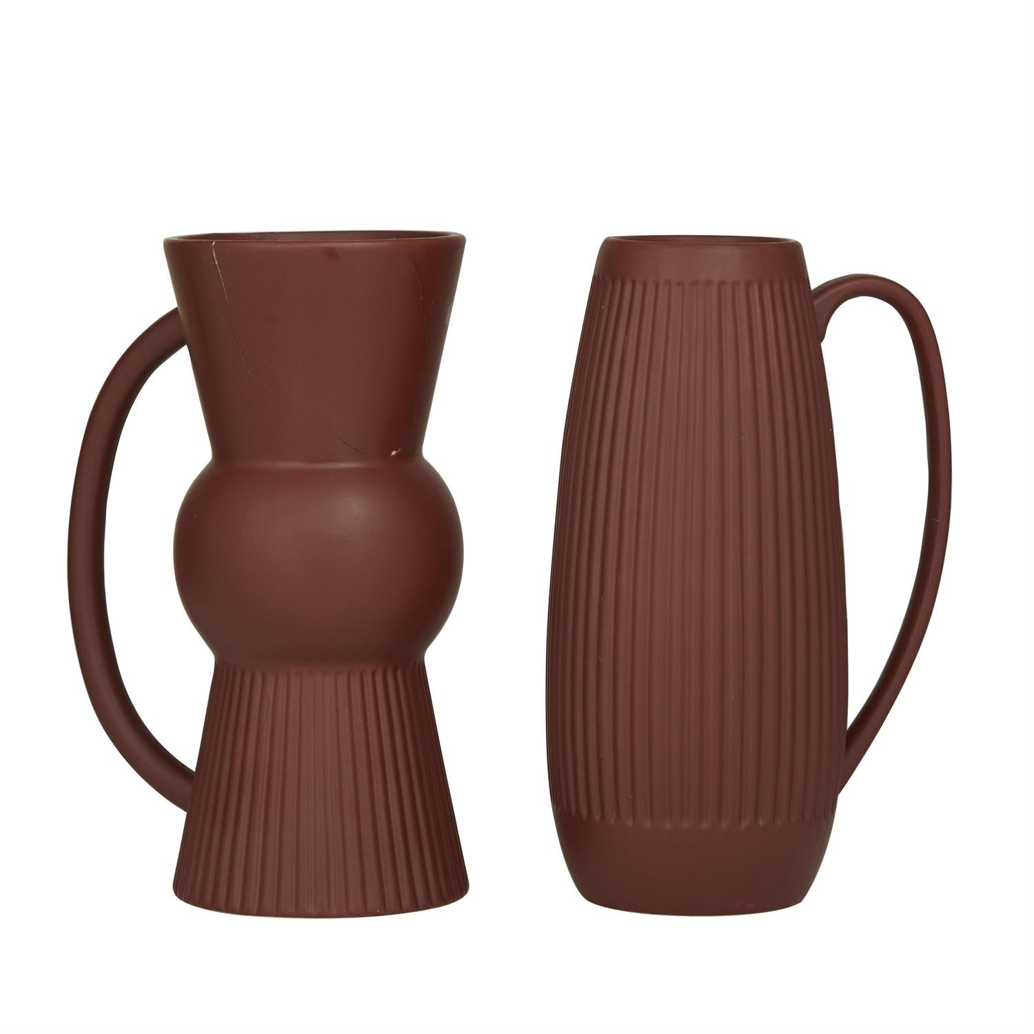  Ceramic ribbed vase S/2 