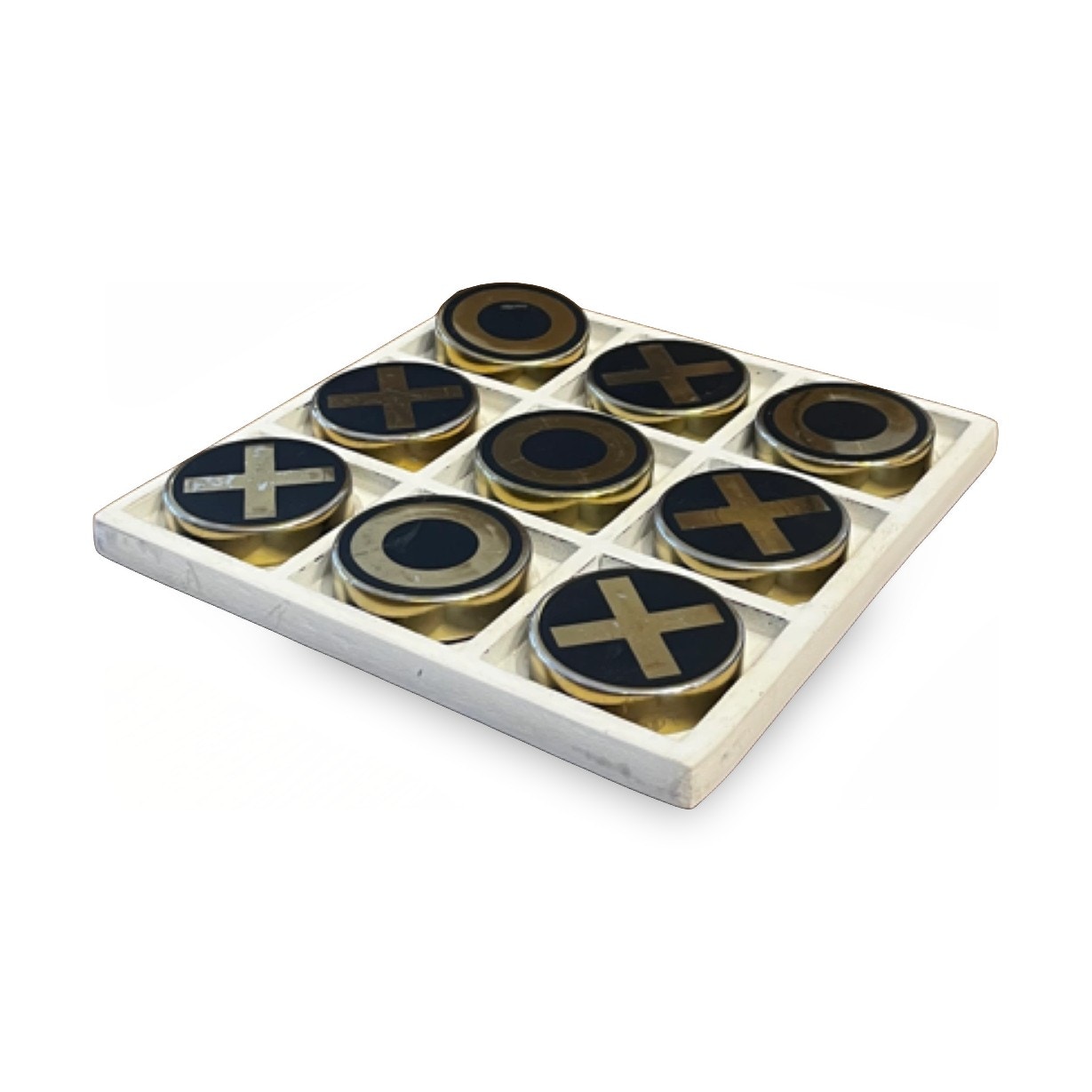  Wood Brass Tik Tac Toe 8W, 1H 
