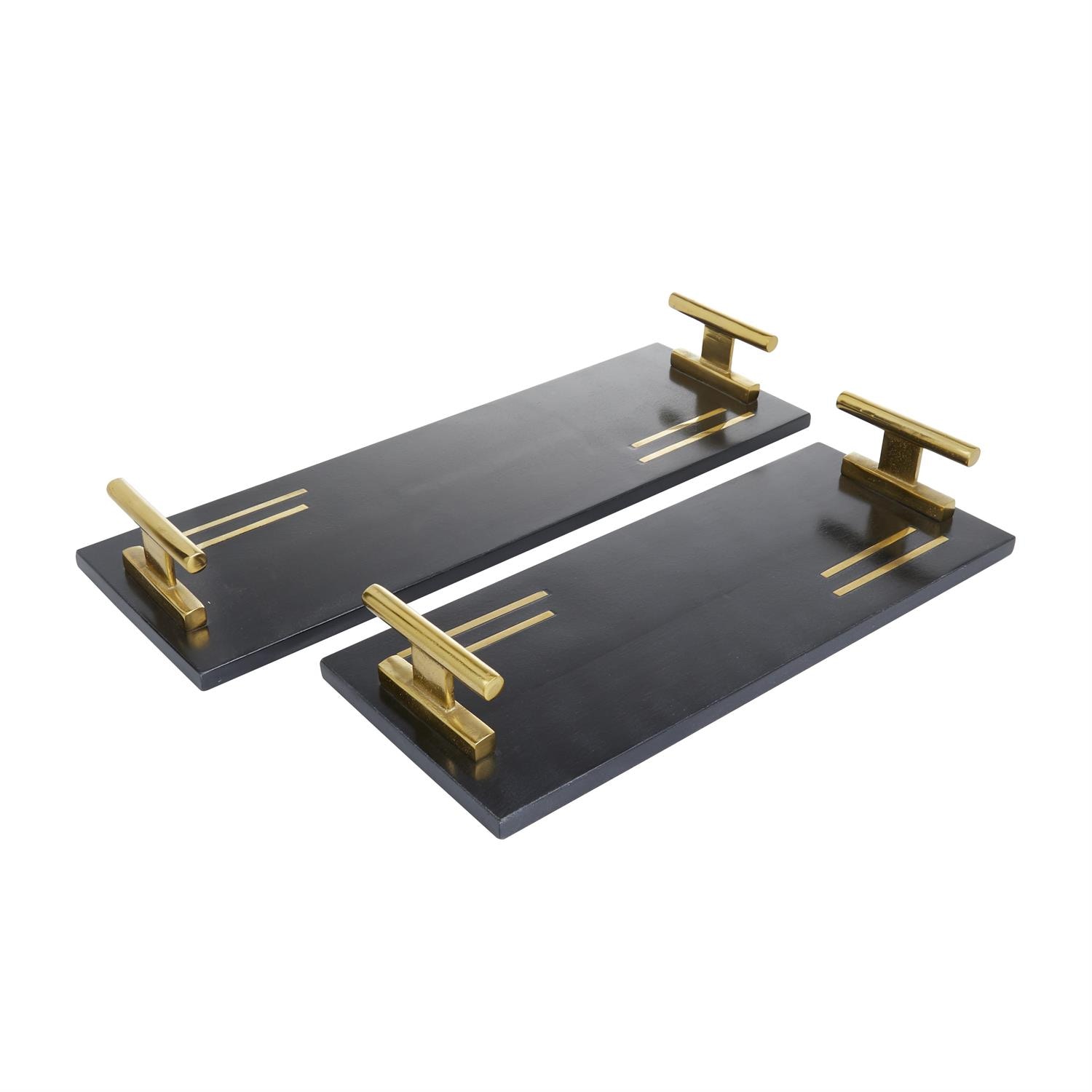  Black Marble Tray S/2 22, 18W 