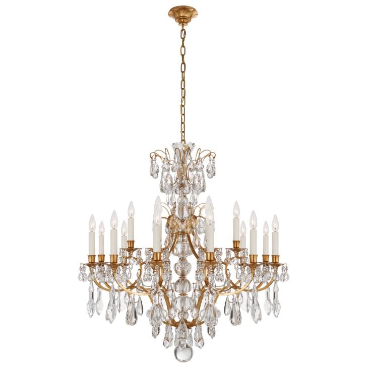  Antoinette Medium Chandelier in Natural Brass and Crystal 