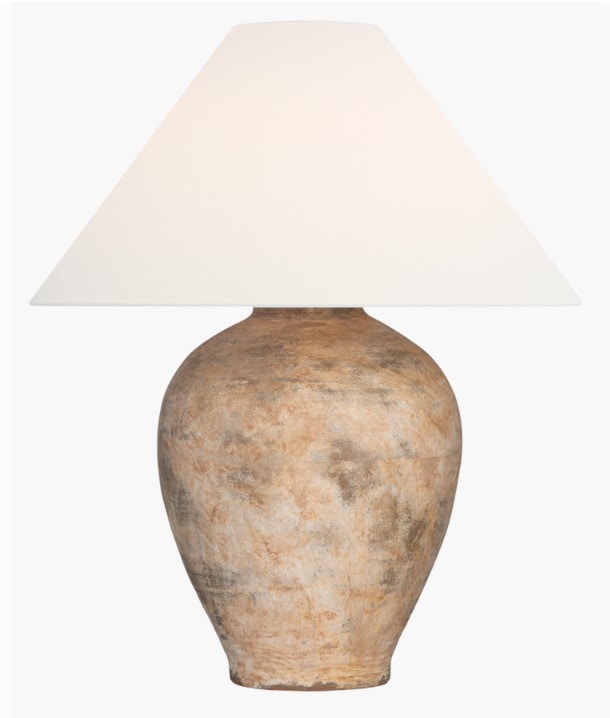  Fischer 36 Table Lamp in Rustic Terracottawith Linen Shade 