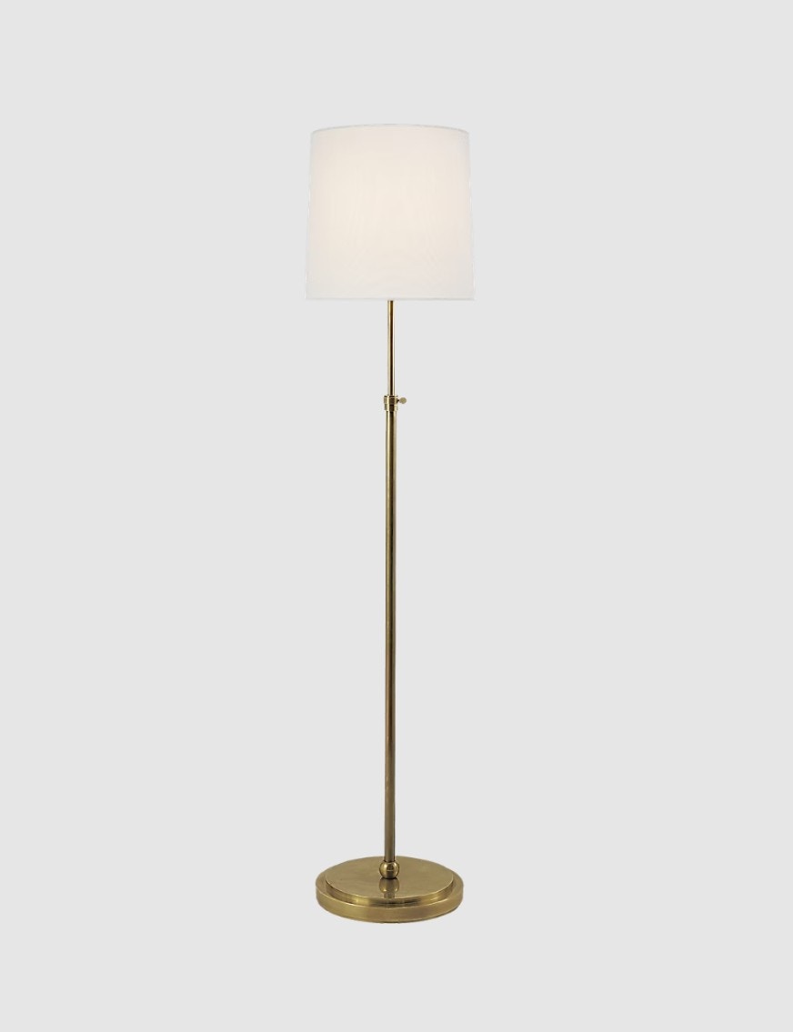  Bryant Floor Lamp in Hand-Rubbed Antique Brass with Linen Shade 