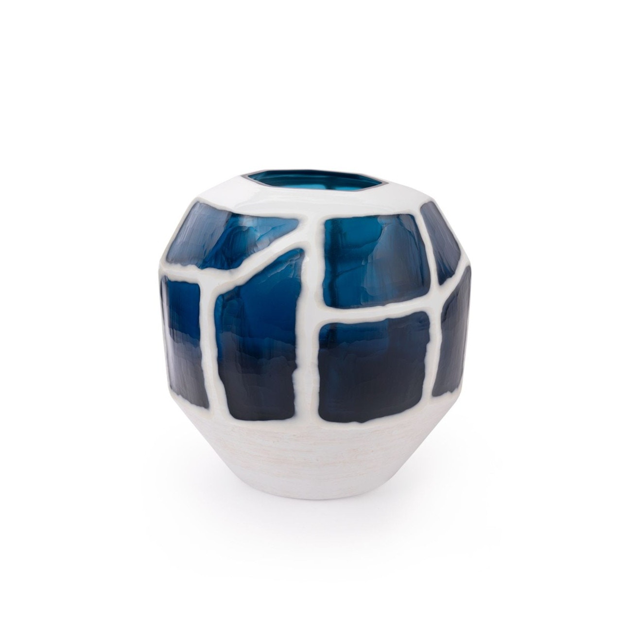  Sewale Medium Vase, Marine Blue & White 