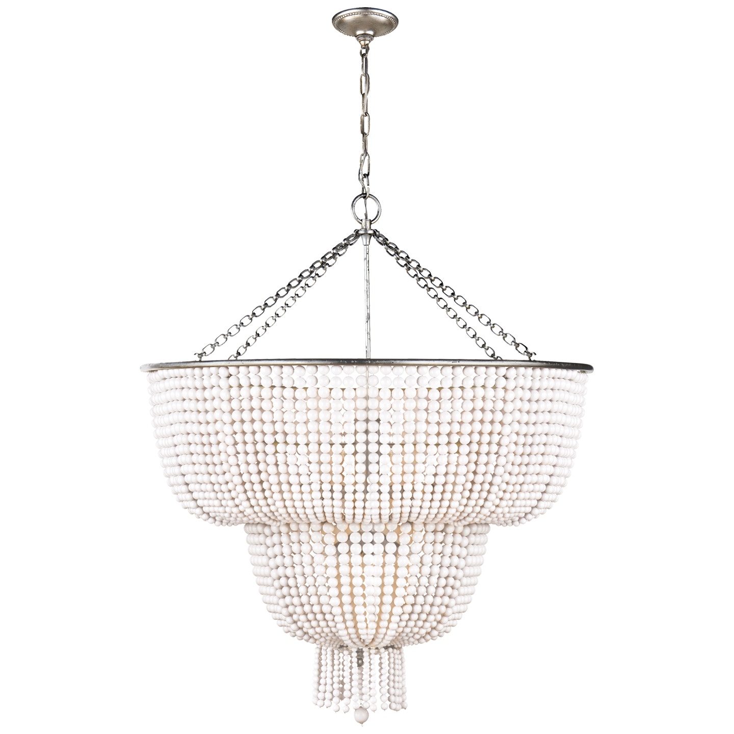  Jacqueline Two-Tier Chandelier in Burnished Silver Leaf with White Acrylic 
