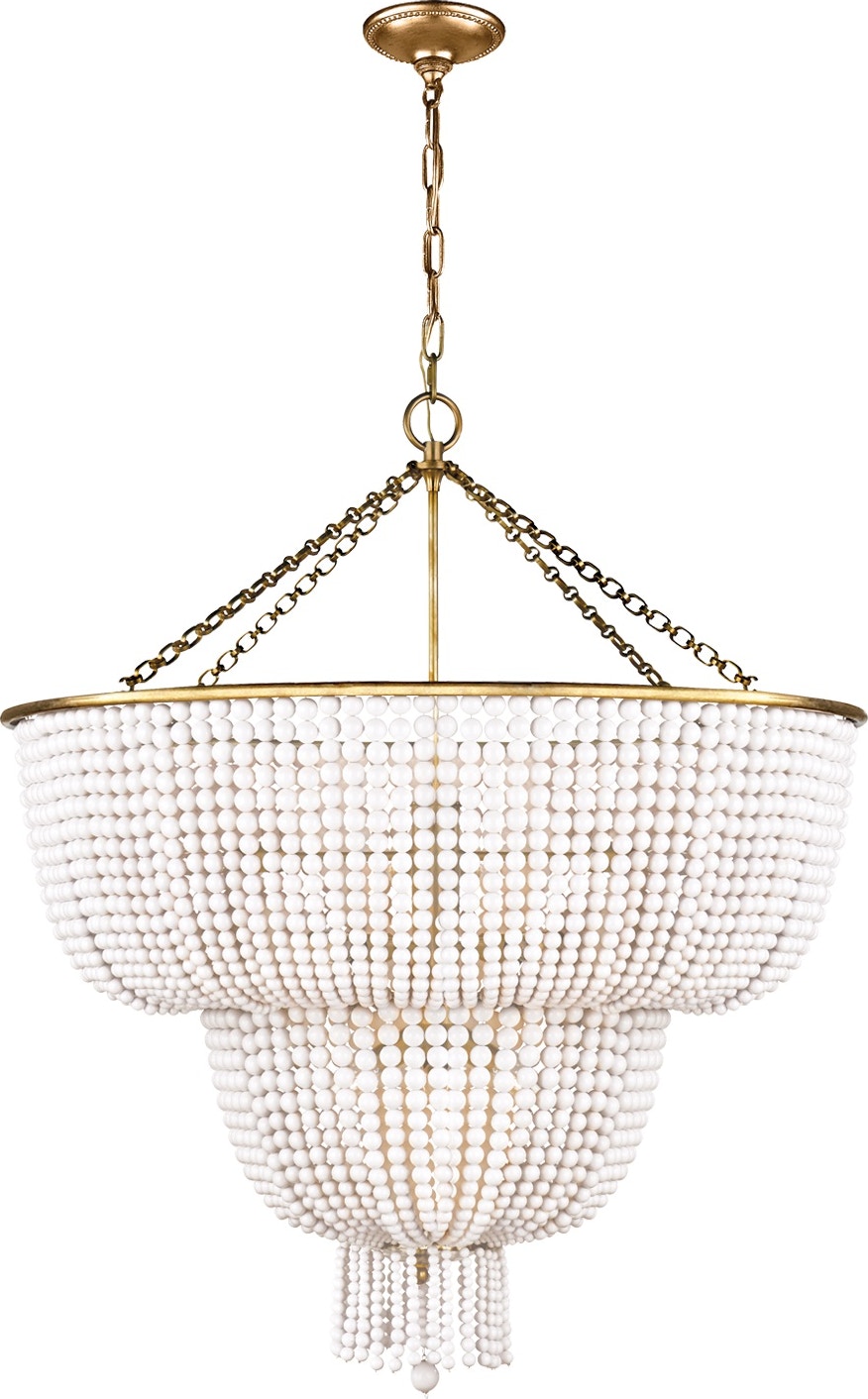 Jacqueline Two-tier Chandelier In Brass With Hand-rubbed Acrylic White Antique