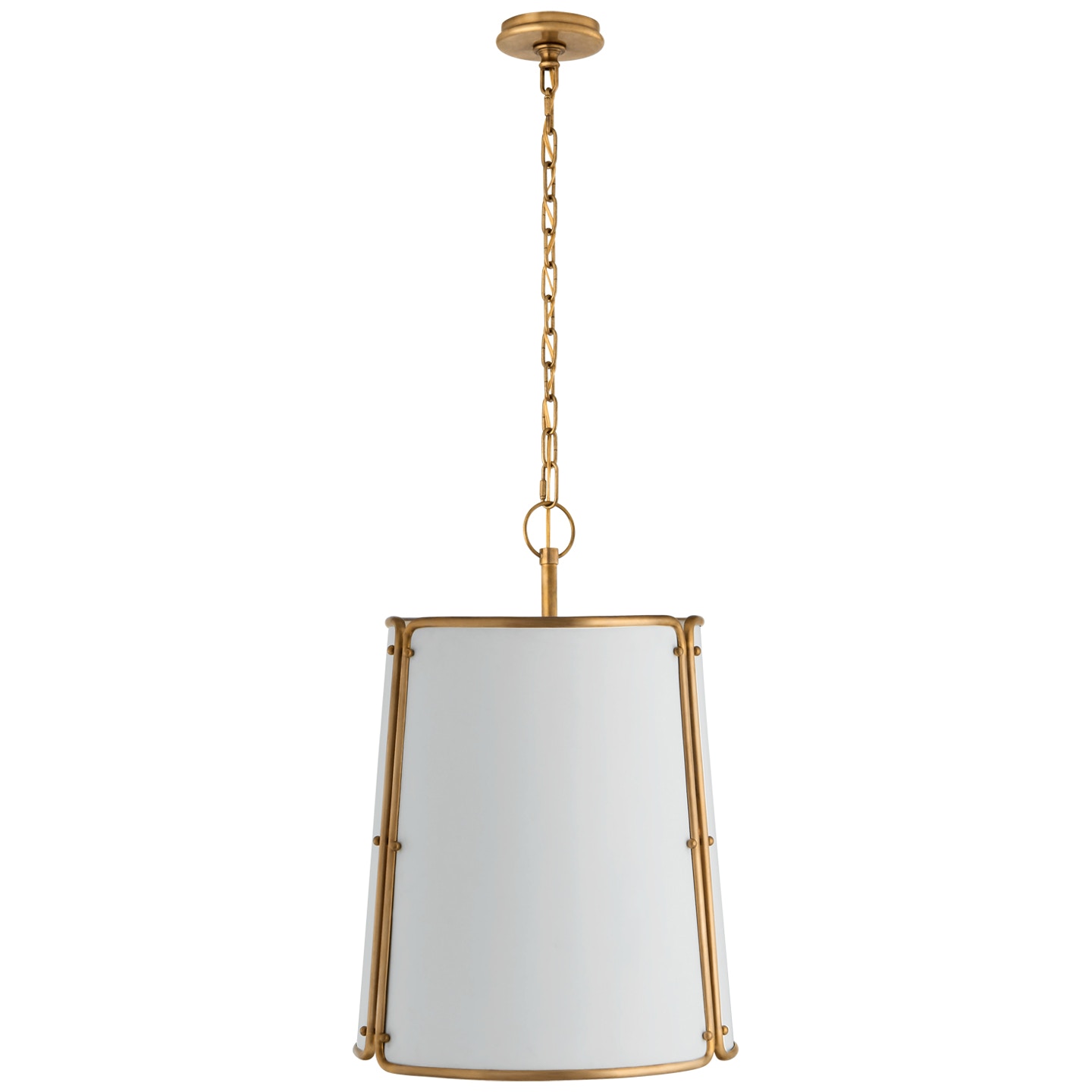  Hastings Medium Pendant in Hand-Rubbed Antique Brass with White Shade 