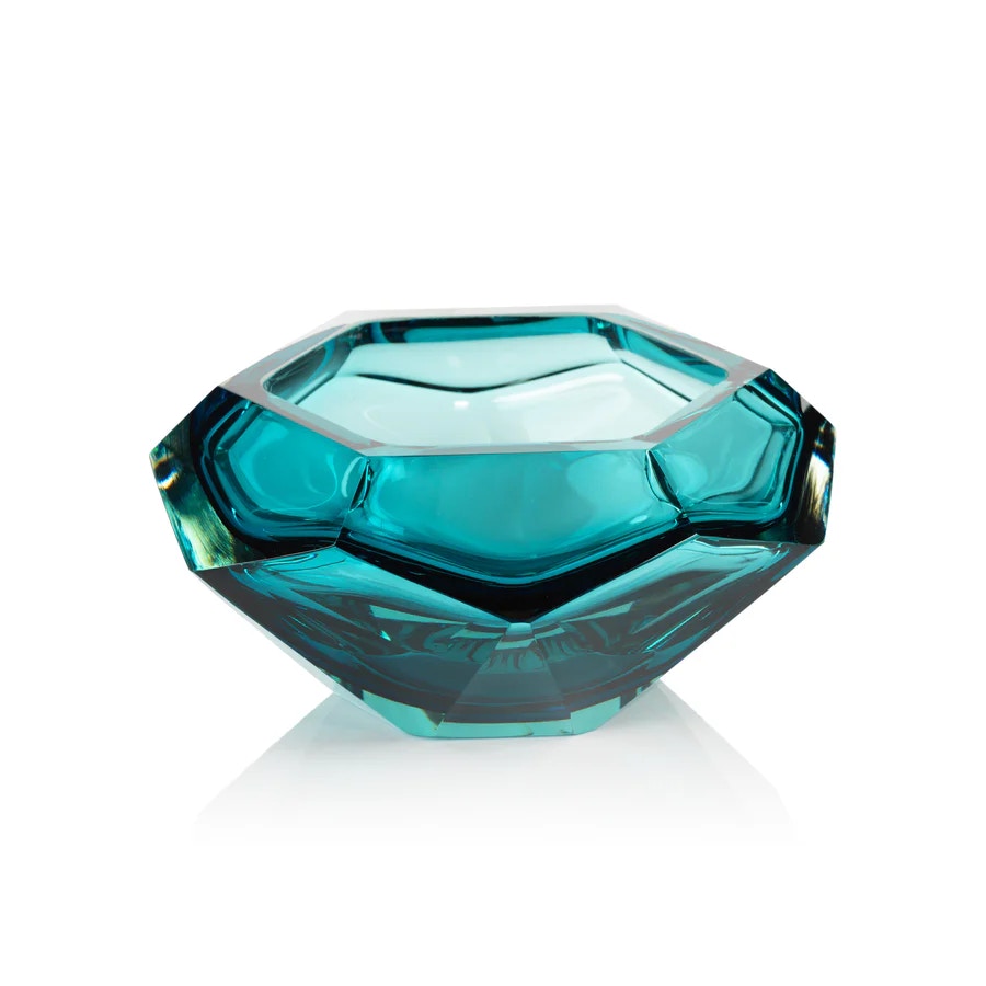  La Boheme Hand Made Polished Cut Glass Bowl - Sea Blue Min qty 2 
