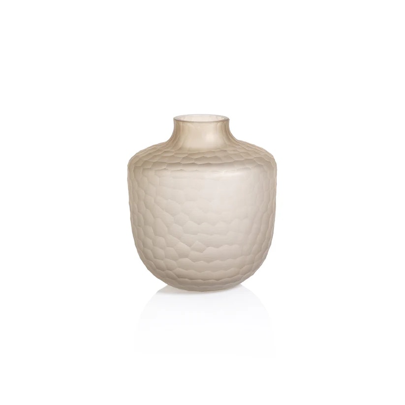  Arosa Cut Glass Frosted Vase Taupe Small 