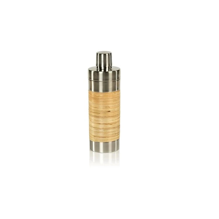  Palmae Rattan and Matt Steel Cocktail Shaker 