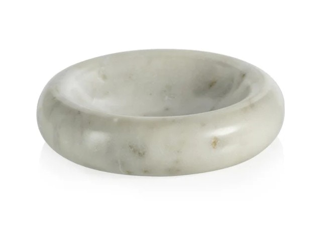  Curved Round Marble Bowl 9.75 