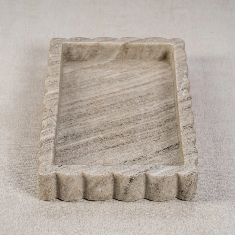  Intricate Scallop Marble Tray 