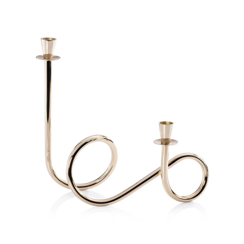  Breda 2-Tier Brass Candle Holder Polished Gold 