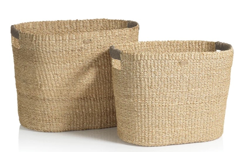  Set of 2 Miramar Oval Abaca Baskets 