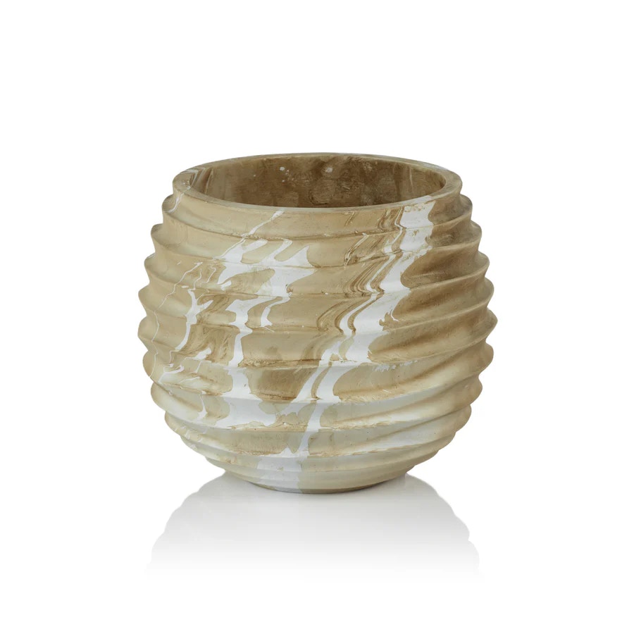  Natural Latte Mango Wood Marbleized Cocoon Pots 9.5 Min 2 