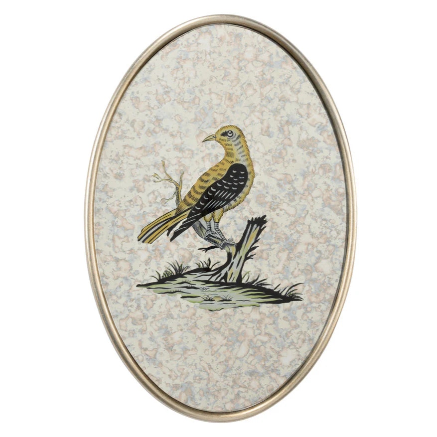  Oval Antiqued Mirrored Bird-A 