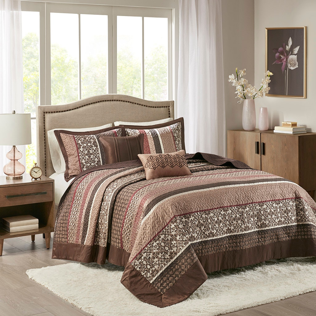 Queen Red - Princeton 5 Piece Jacquard Bedspread Set Red Queen S1ArBWUjuK,  布団、寝具 - www.shillelaghquarries.ie