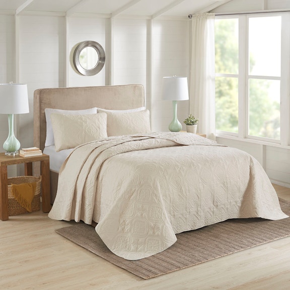 Hampton Hill Bedding 5DS13-0166 Bedroom Oakley 3 Piece Reversible Bedspread  Set
