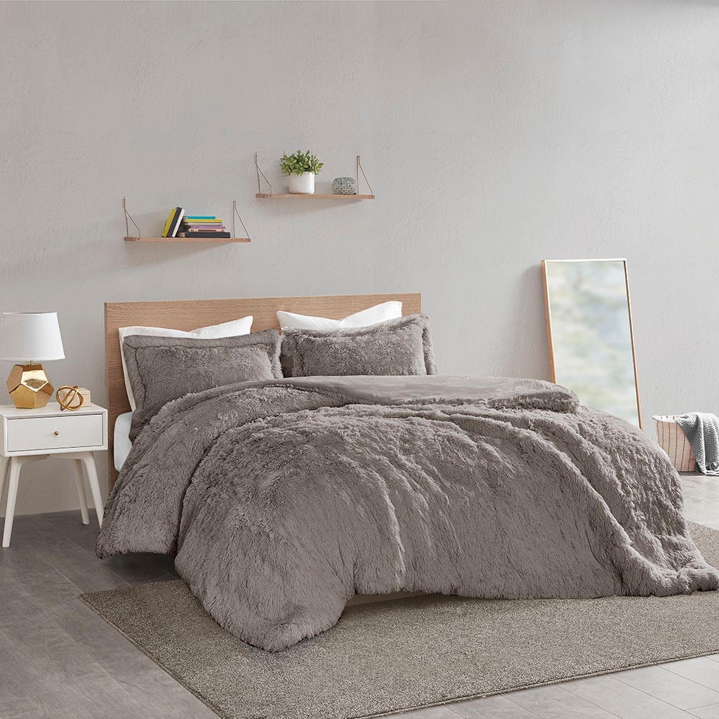 Hampton Hill Bedding Malea Shaggy Fur Duvet Cover Set ID12-1926