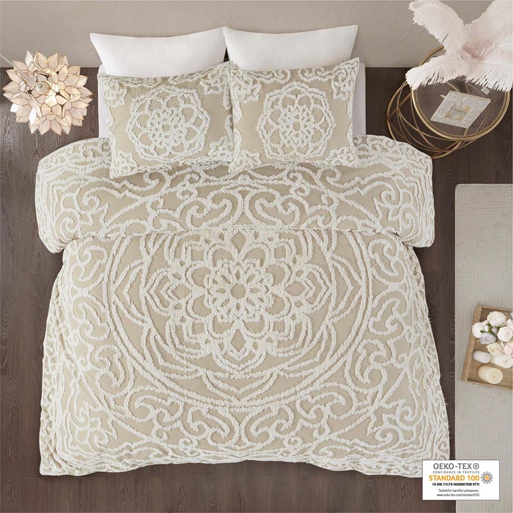 Hampton Hill Bedding Laetitia Tufted Cotton Chenille Medallion Duvet Cover Set MP12-7116