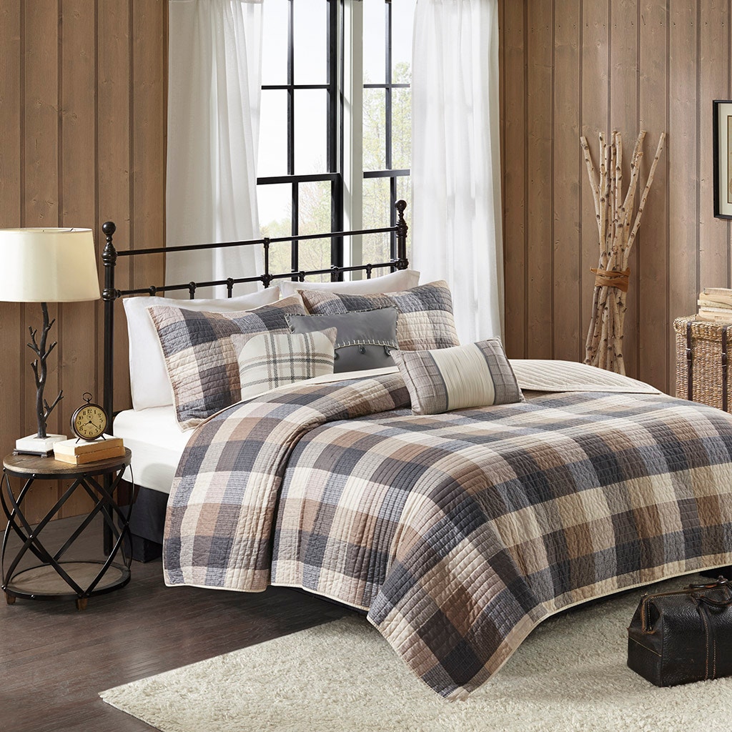 Hampton Hill Bedding Ridge 6 Piece Reversible Herringbone Coverlet Set MP13-7217