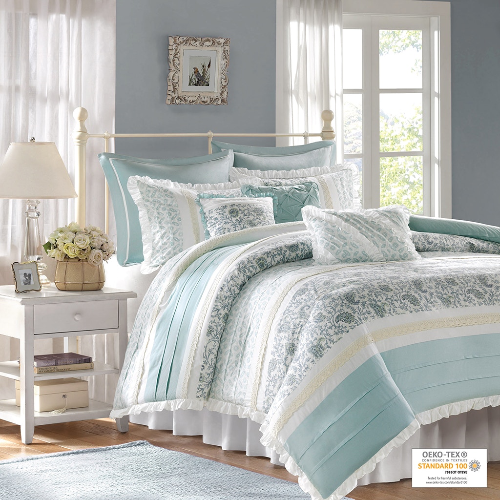 Hampton Hill Bedding Dawn 9 Piece Cotton Percale Duvet Cover Set MP12-389