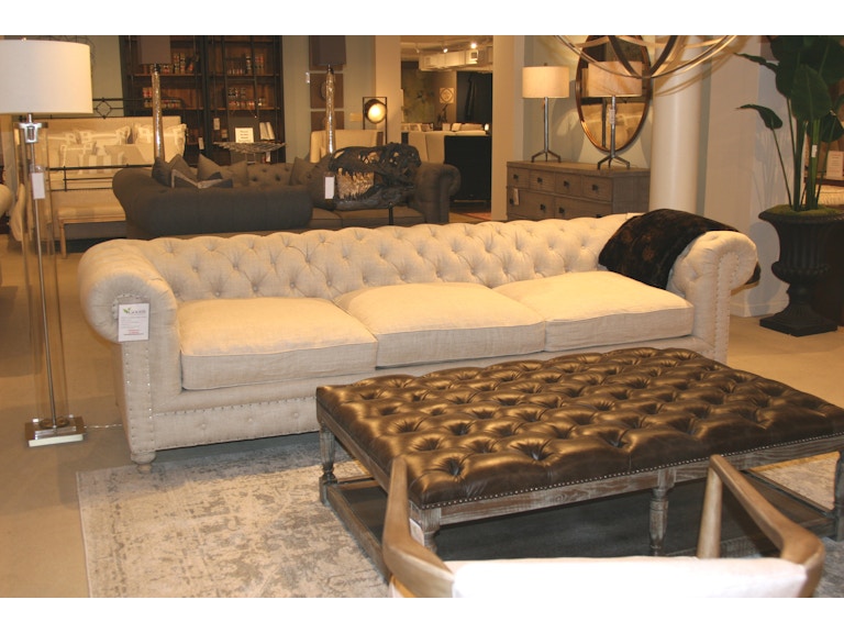 118 Inch Finn Linen Chesterfield Sofa