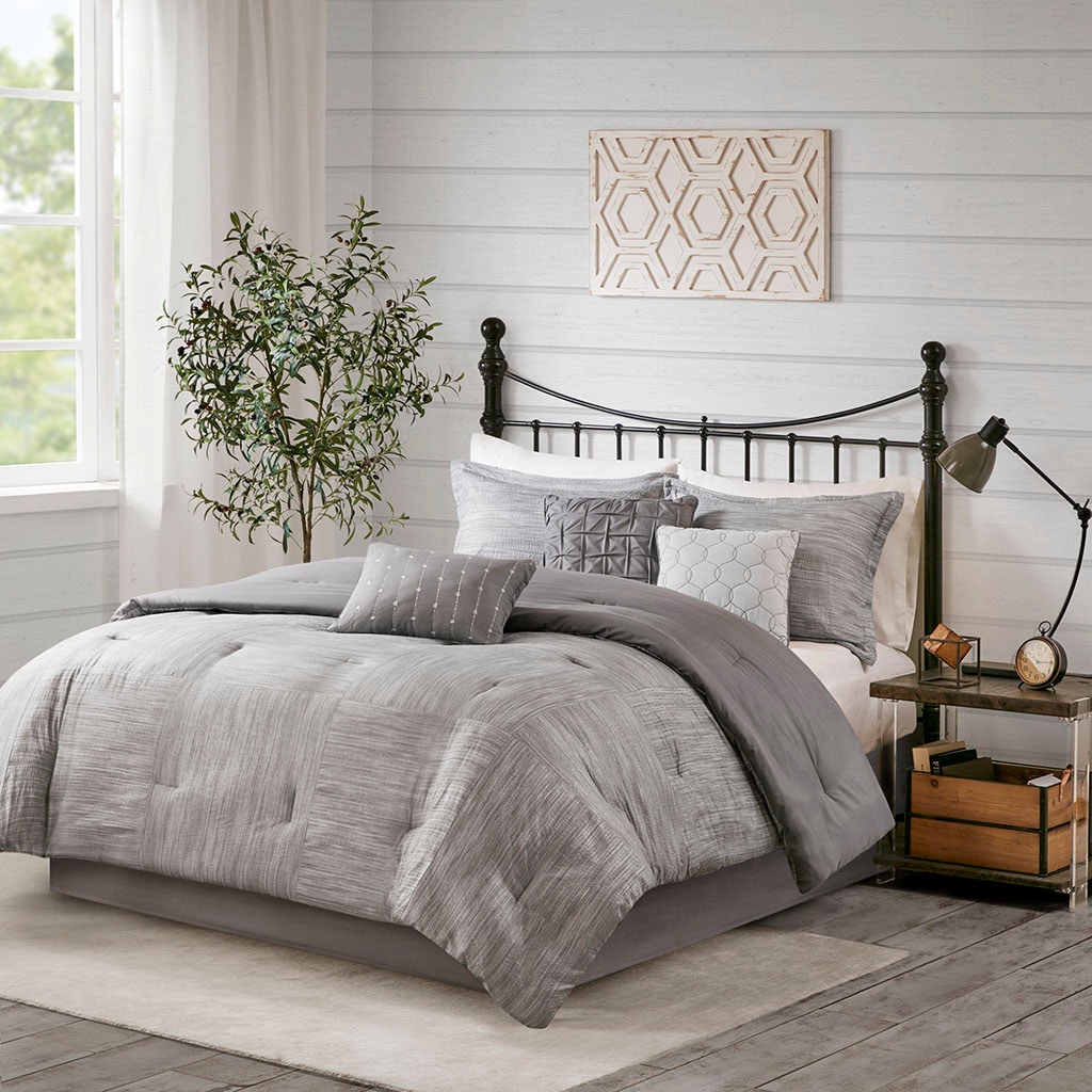 Hampton Hill Bedding Walter 7 Piece Printed Seersucker Comforter Set MP10-6290