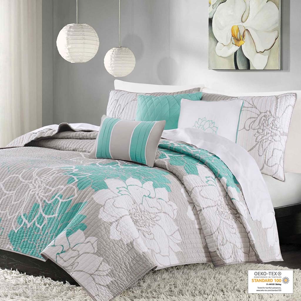 Hampton Hill Bedding Lola 6 Piece Reversible Cotton Printed Coverlet Set MP13-2644