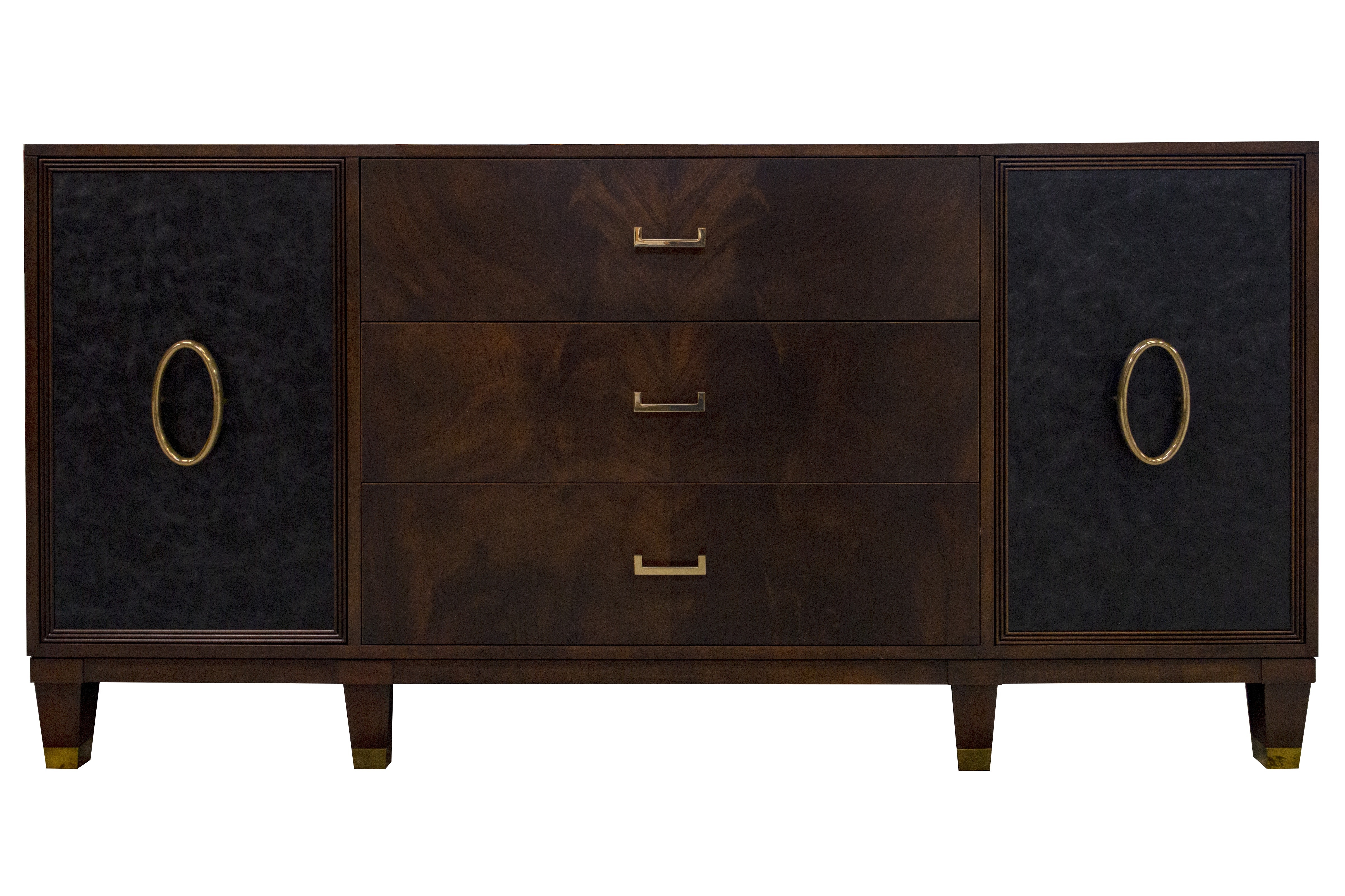 Kindel Furniture Facets 72 Credenza, Door, Three Drawer, Door 68-12-DR5-DW15-BF2W