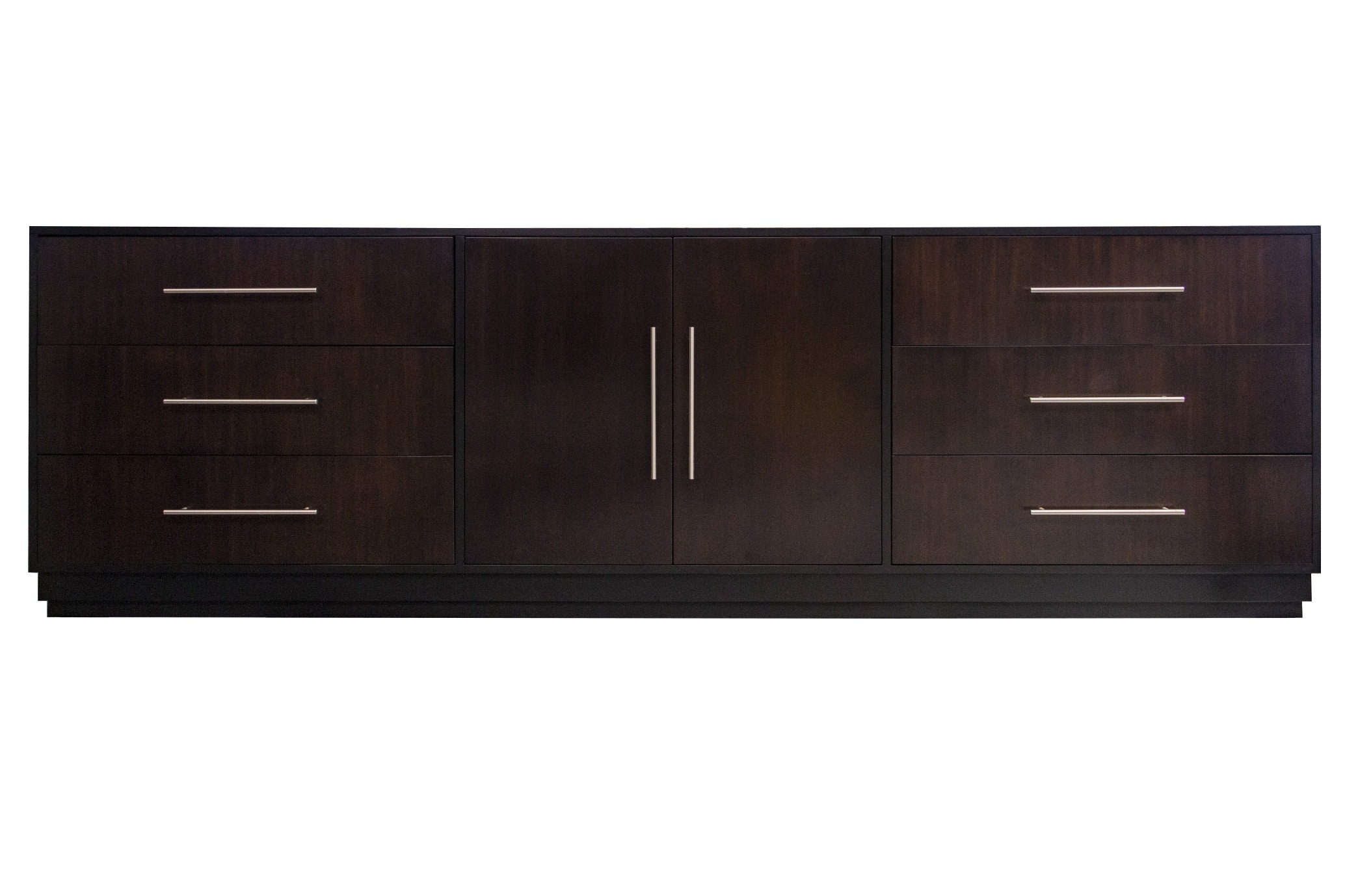 Kindel Furniture Facets 107 Credenza, Three Drawer, Two Door, Three Drawer 68-3-DW4-DR3-DW4-BL3