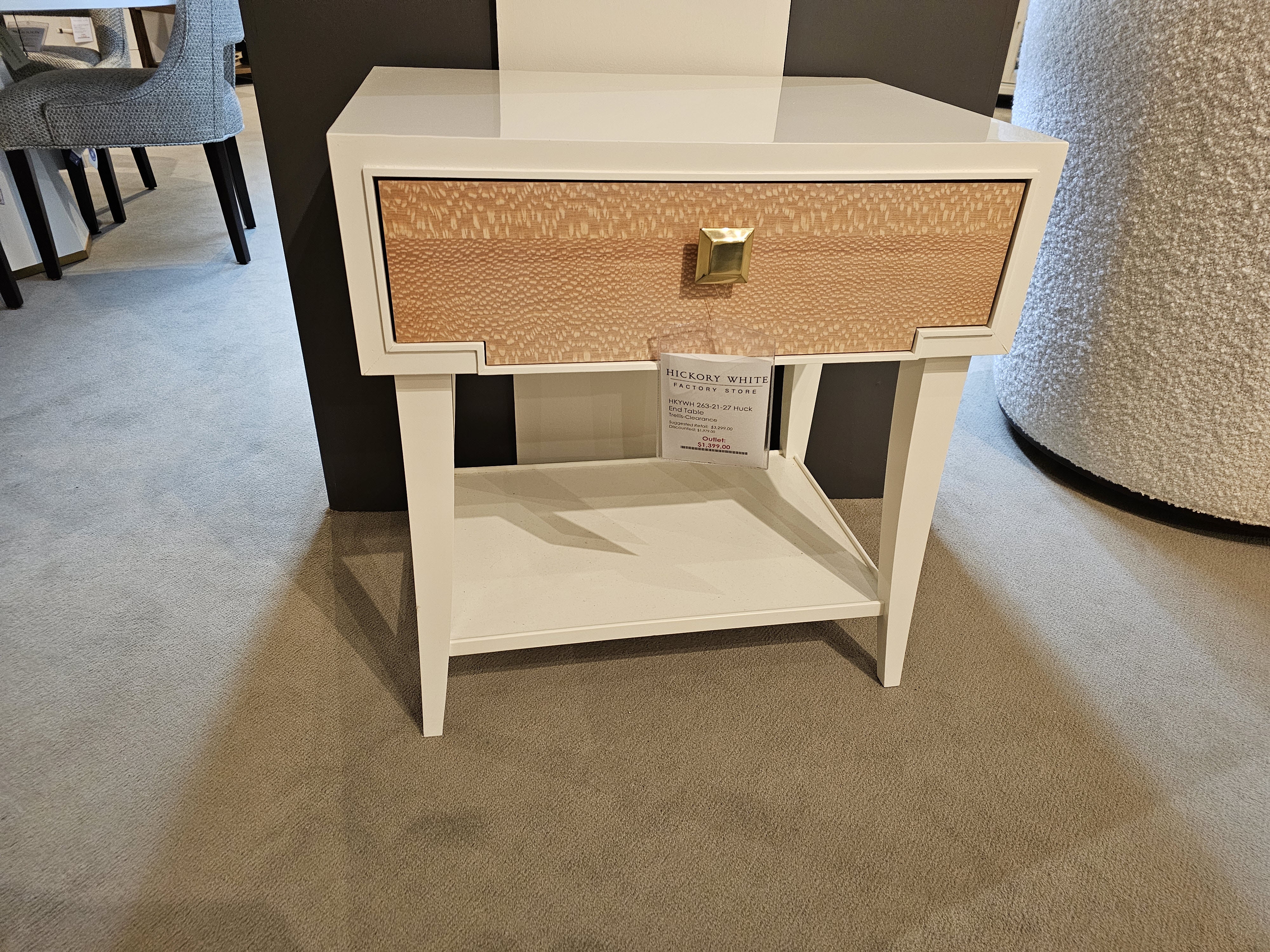 Hickory White Trellis Huck End Table 263-21-27-Outlet