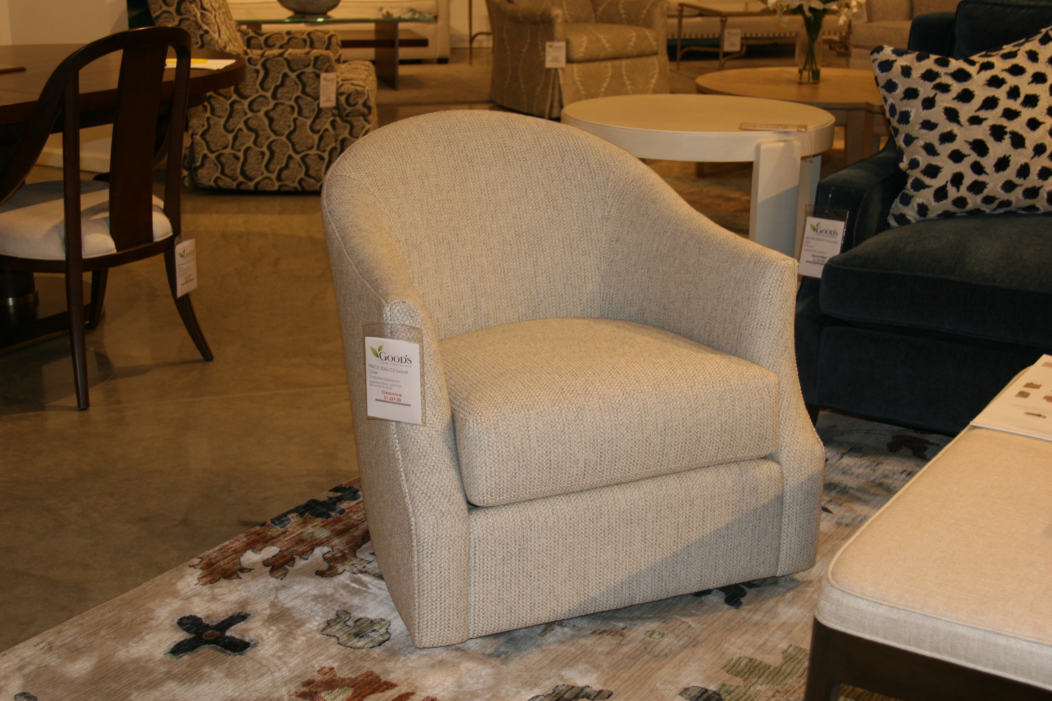 Precedent Furniture Charlotte Swivel Chair 3365-C3-Clearance