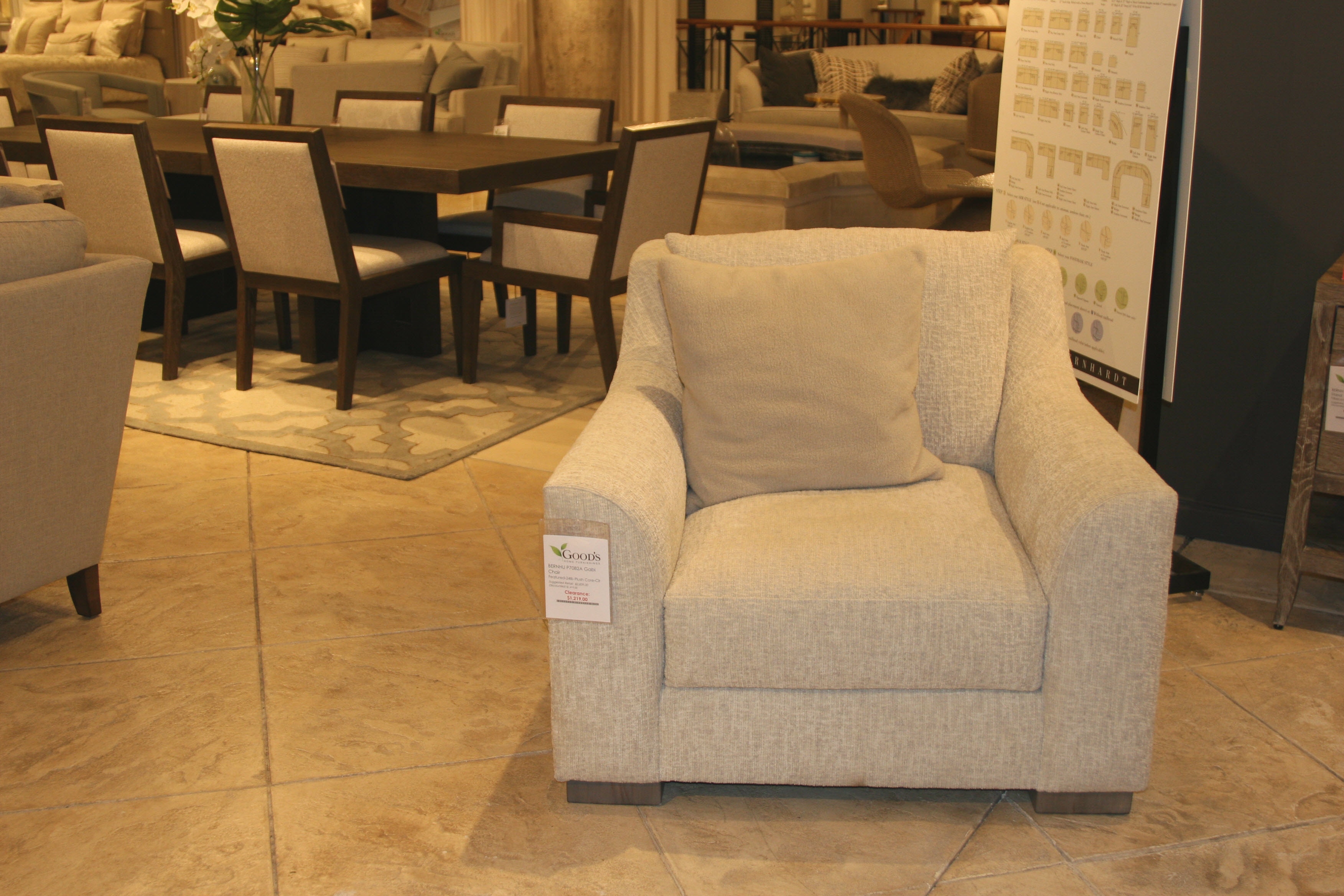 Bernhardt Plush Gabi Chair with 1 Throw Pillow P7082A-Clearance