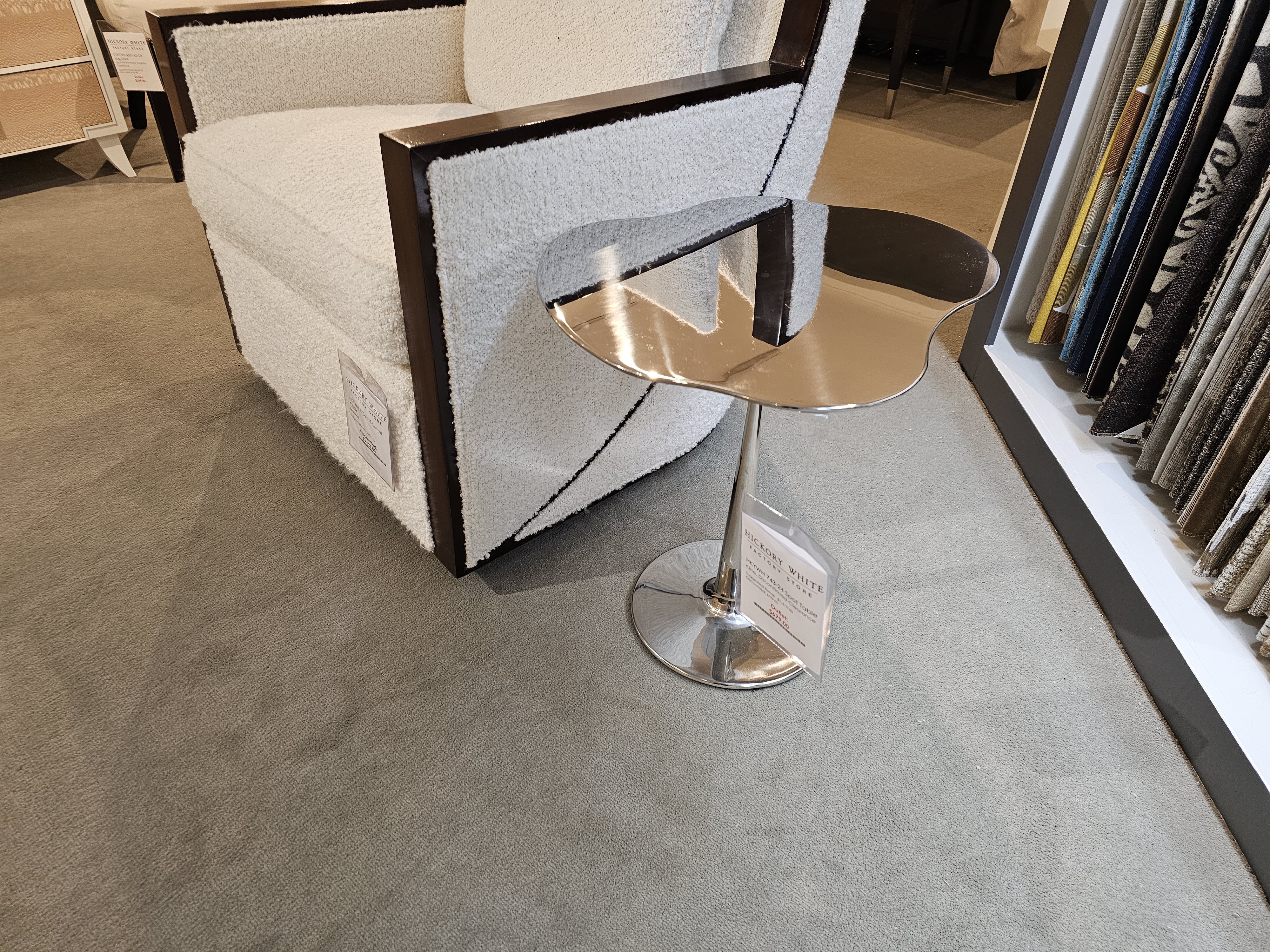Hickory White 743-24-Outlet Living Room Kline Spot Table in Polished Nickel