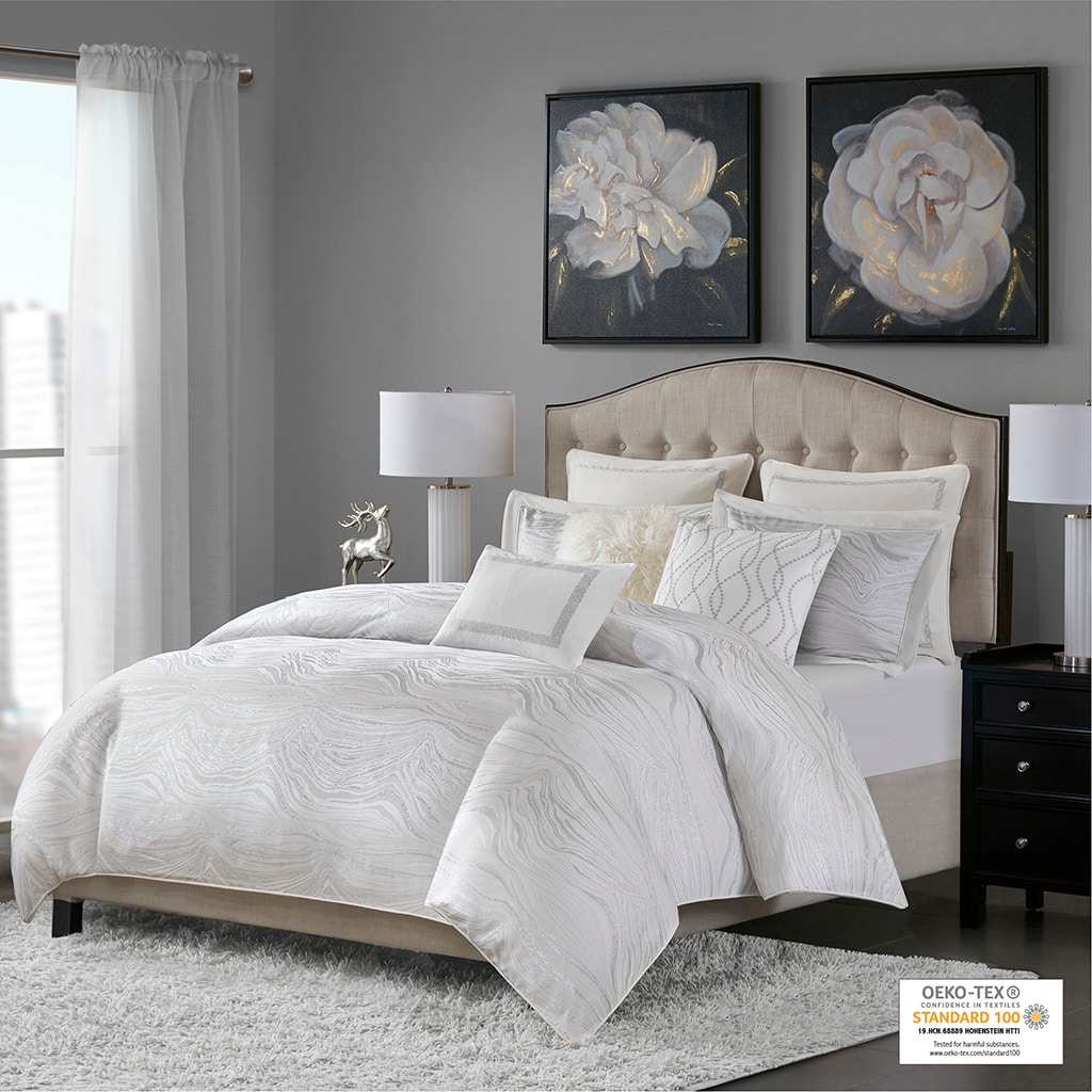 HOLLYWOOD Elegant Bedding Heaven® Stunning Embellished Duvet Cover SILVER 