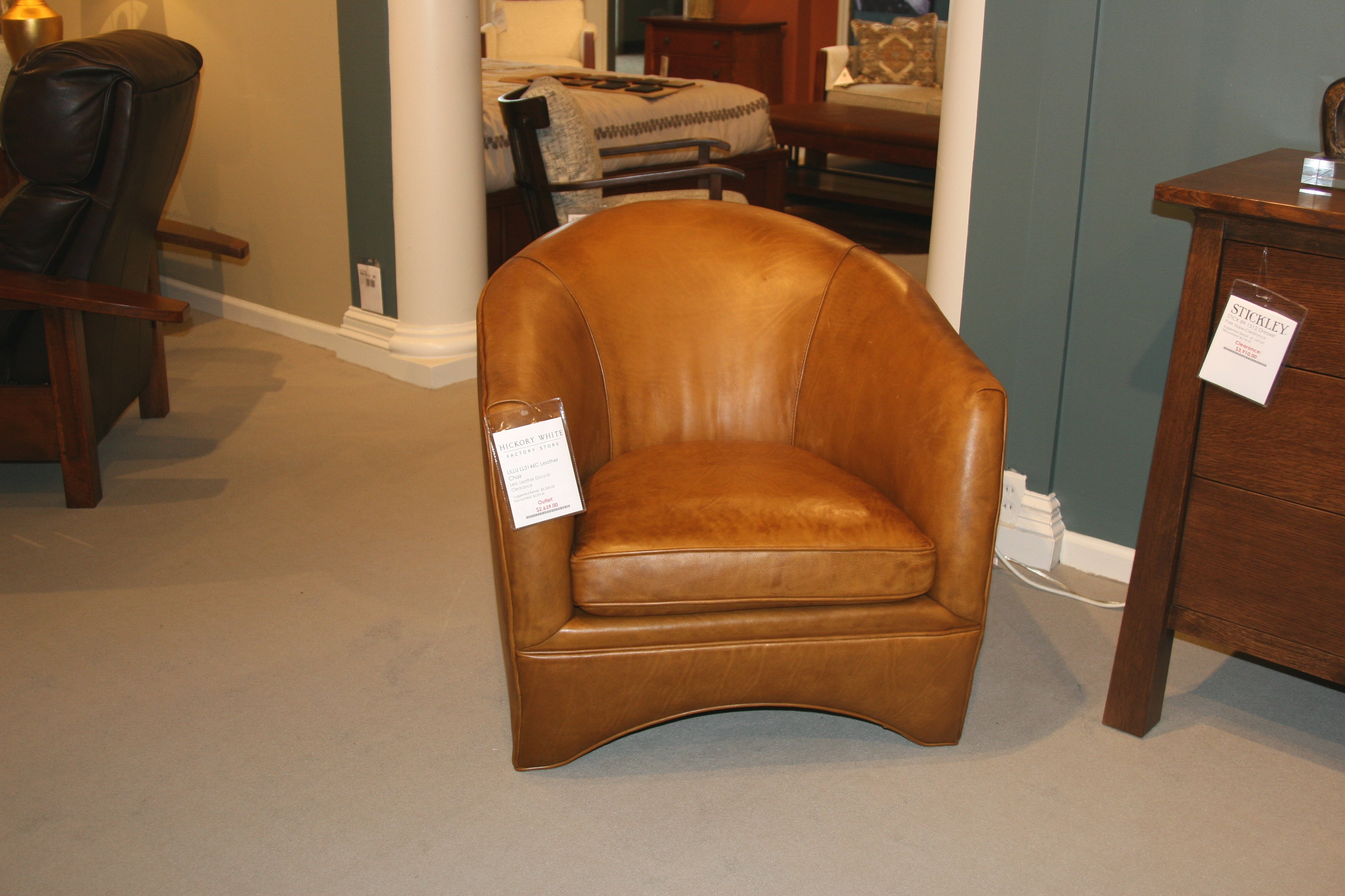 Lillian August for Hickory White Leo Leather Chair LL3146C-Outlet