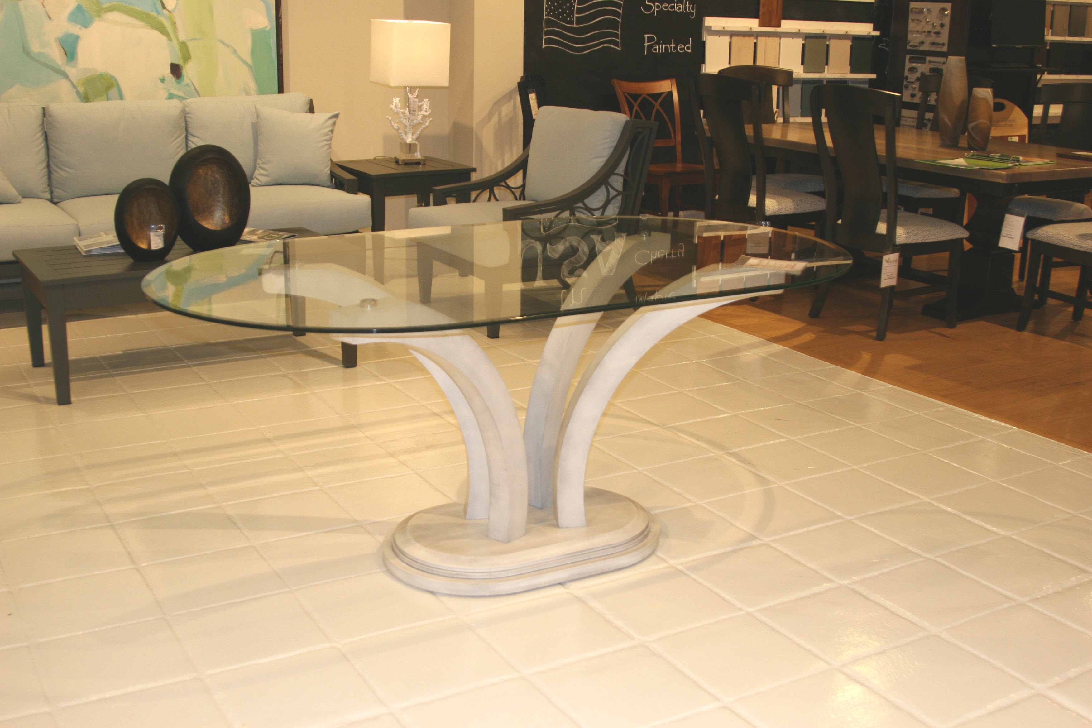 Bermex Oval Glass Top Dining Table TBRGL-290-V00B-0GE30-G0-612-Clearance