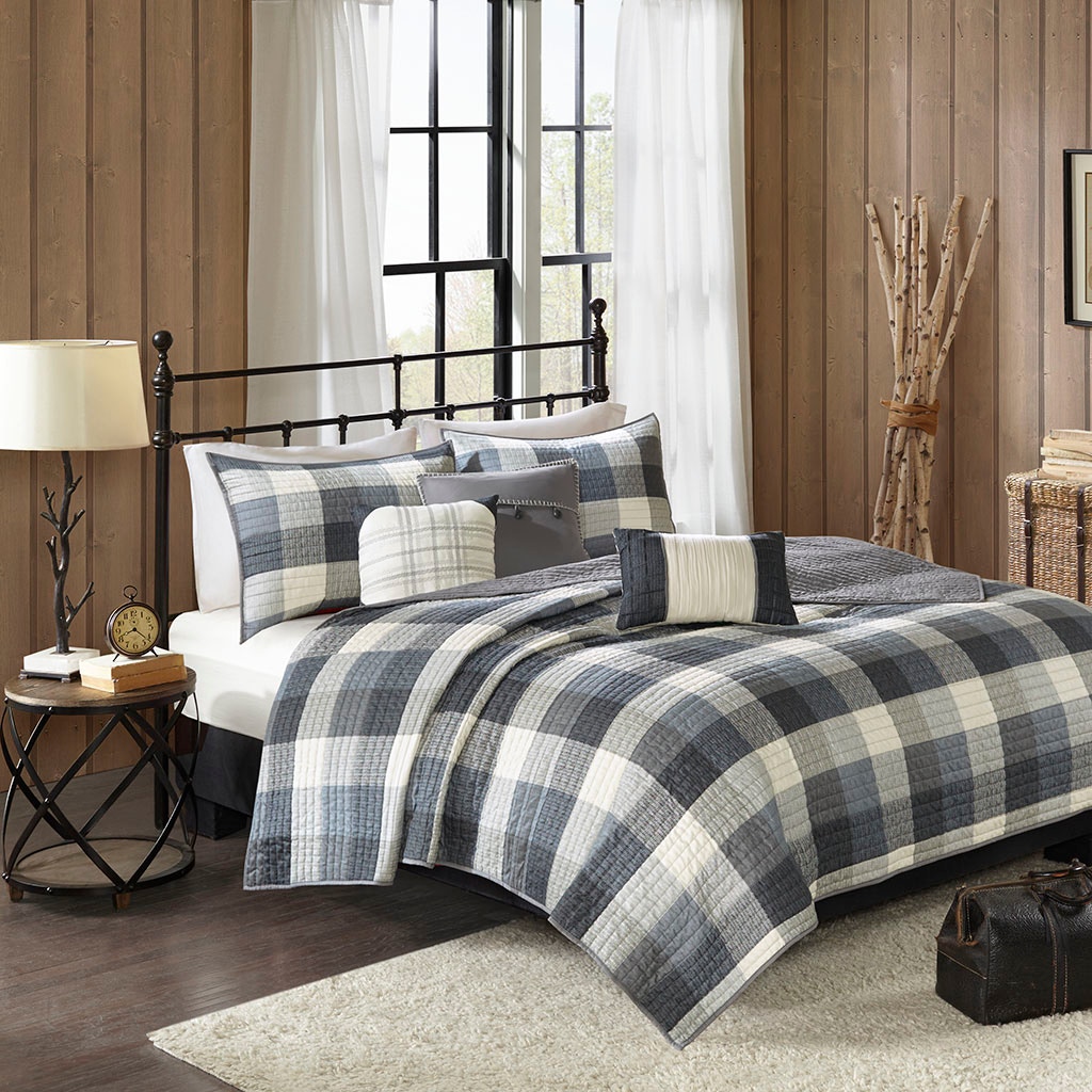 Hampton Hill Bedding Ridge 6 Piece Reversible Herringbone Coverlet Set MP13-4681