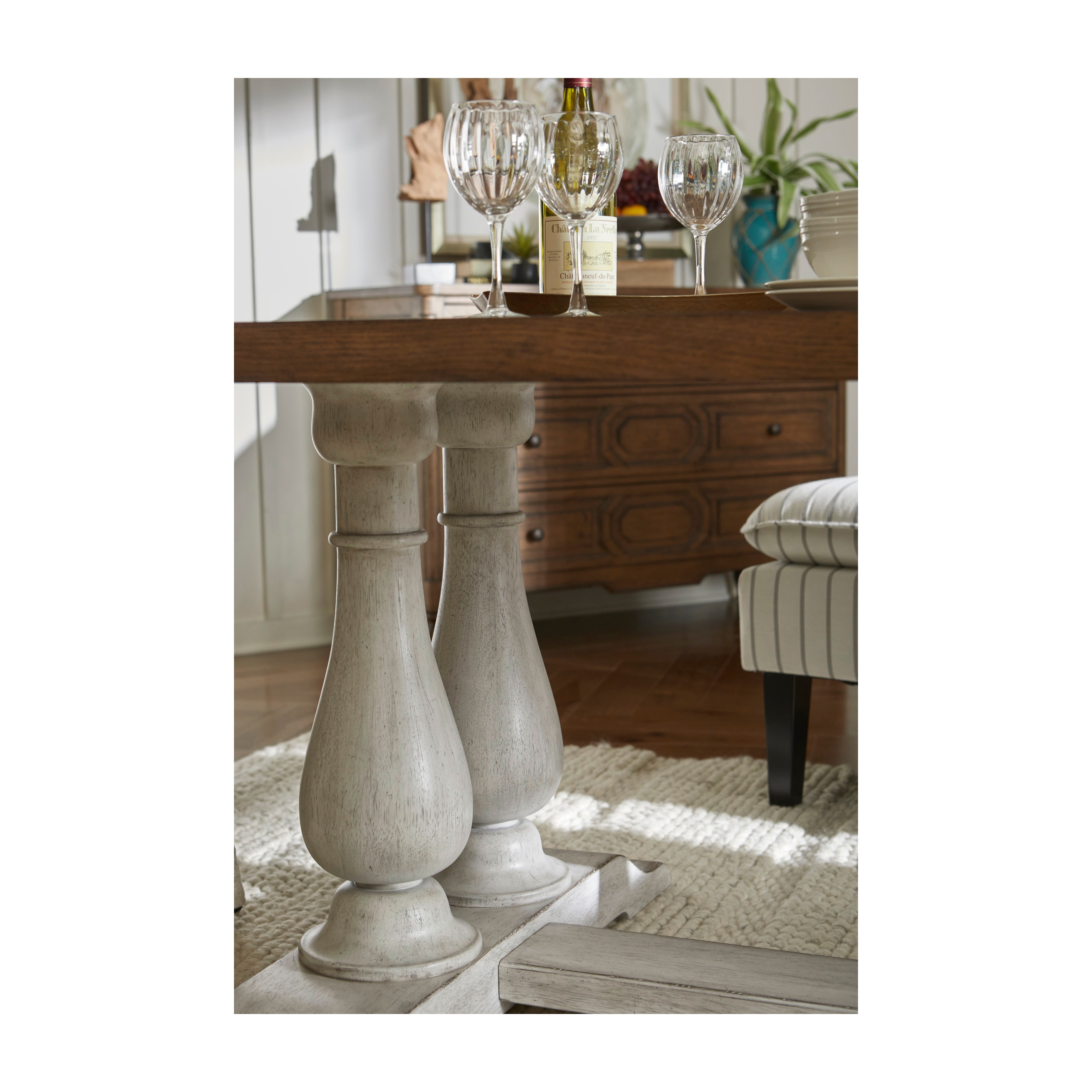 Accentrics Home D192 132B Dining Room Lt Oak Pedestal Dining Table