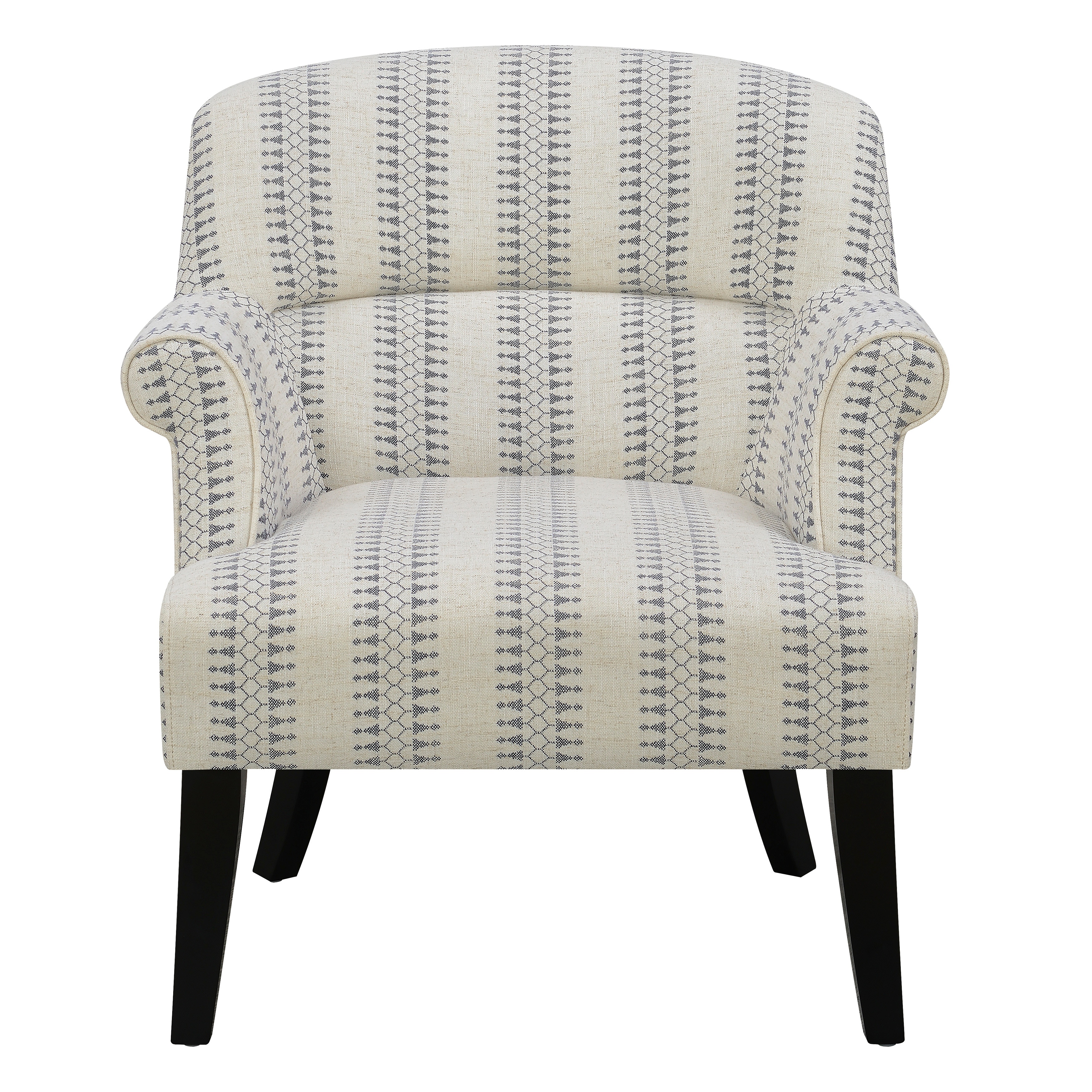 cream and blue accent chair