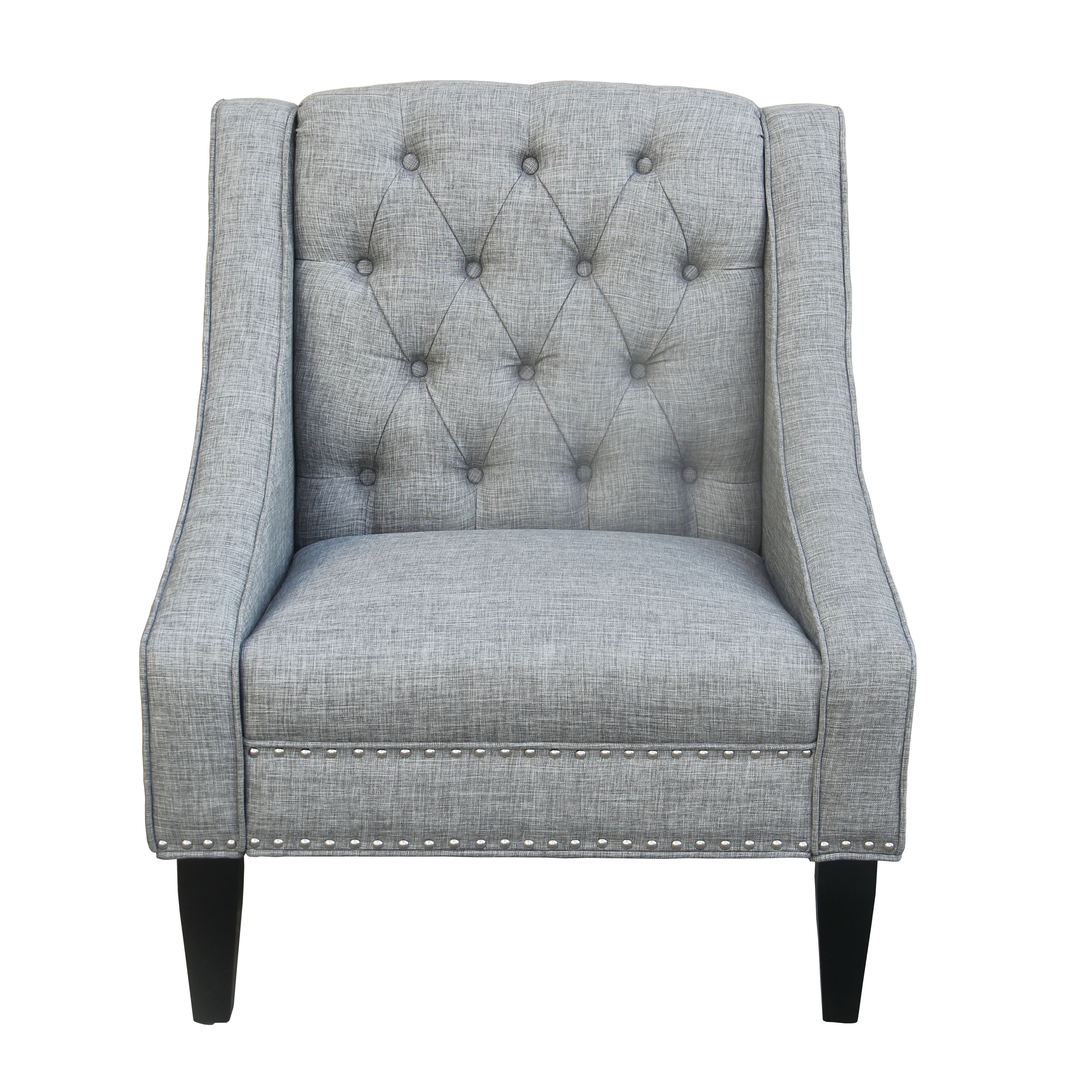 Accentrics Home Ds D229 703 Living Room Tufted Accent Chair Grey