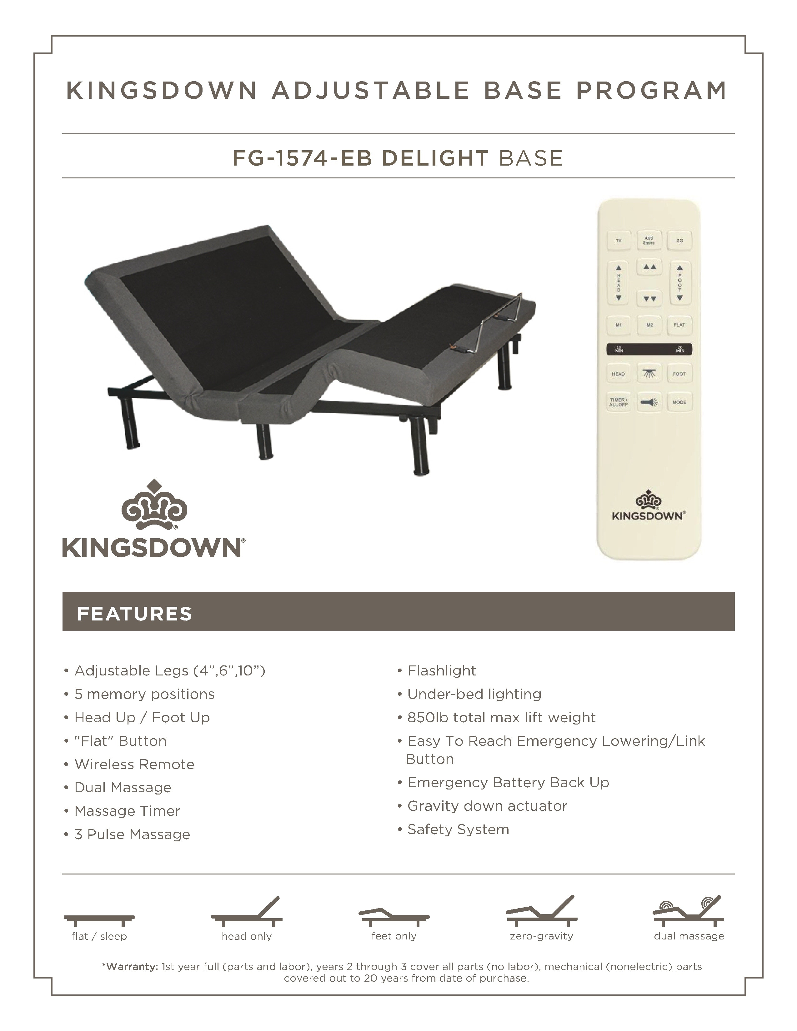 kingsdown adjustable base