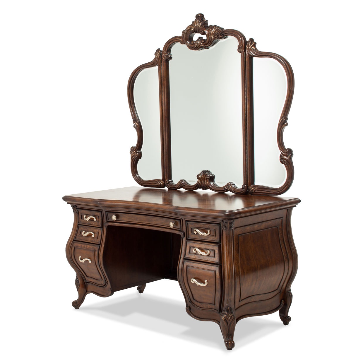 Aico Furniture 09000van3 229 Bedroom Vanity Desk With Glass Top Mirror