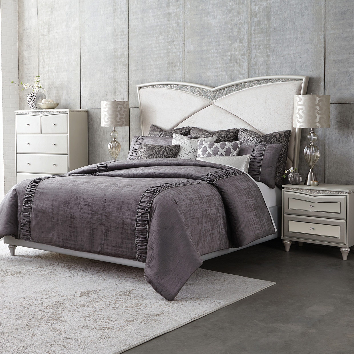 Aico Furniture Bcs Ks10 Rchmd Slt Bedroom Richmond 10 Pc King Comforter Set