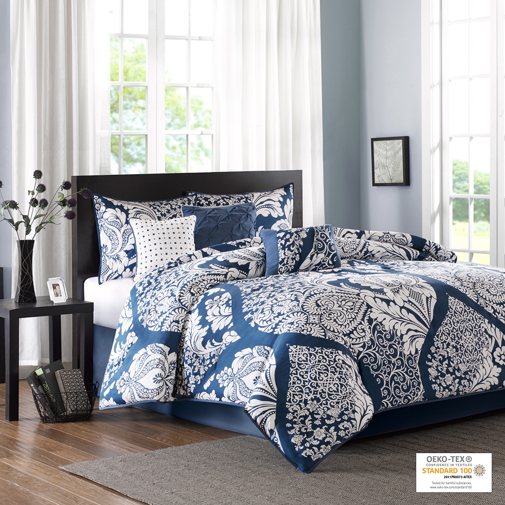 Hampton Hill Bedding Vienna 7 Piece Cotton Printed Comforter Set MP10-3829
