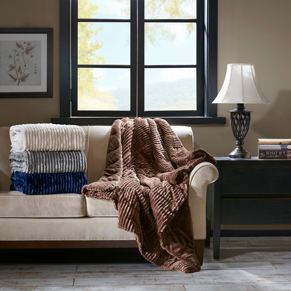 Hampton Hill Bedding Parker Corduroy Plush Down Alternative Throw BASI50-0426