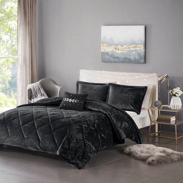 Dorsey Floral Print Comforter Set Black & White Twin/Twin XL