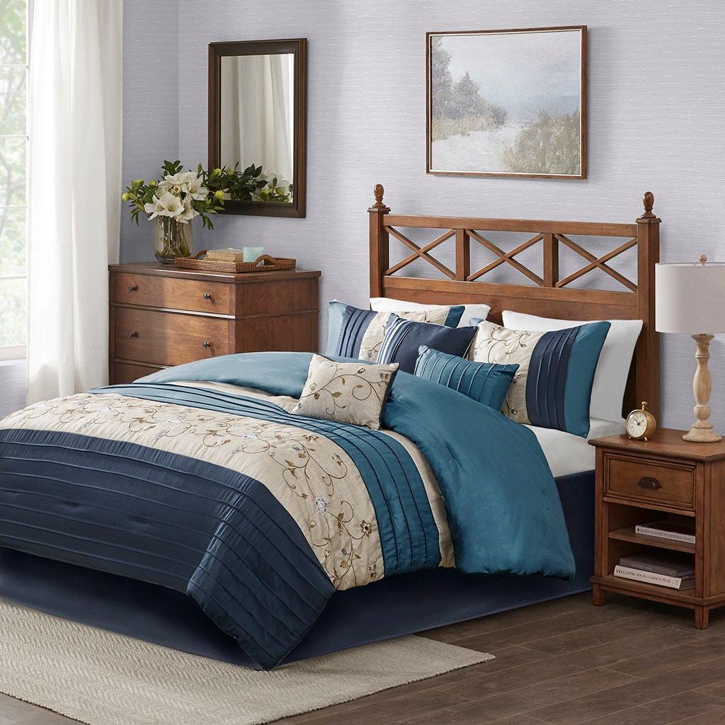 Hampton Hill Bedding Serene Embroidered 7 Piece Comforter Set MP10-3449